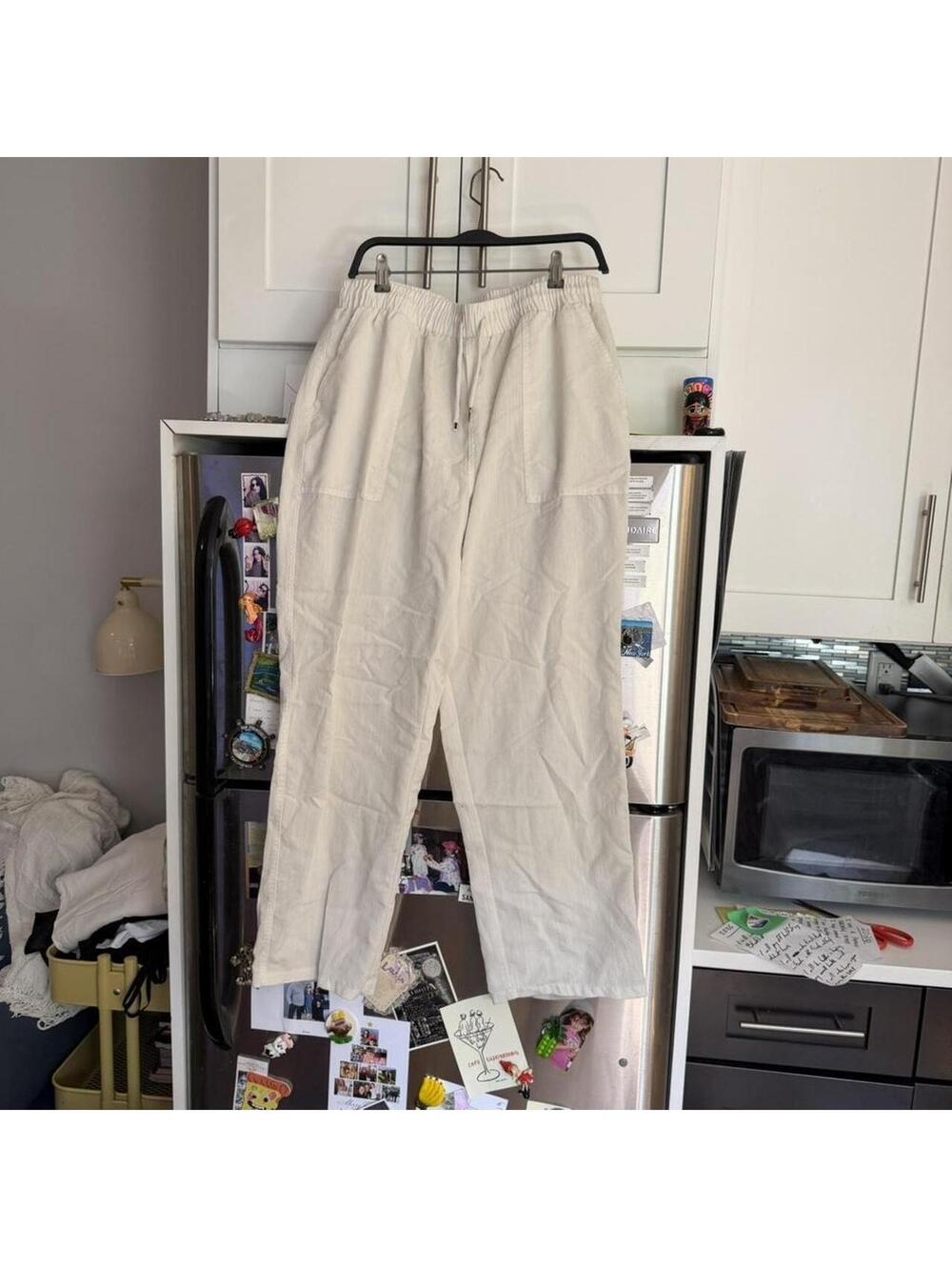 Men's Cream and White Trousers